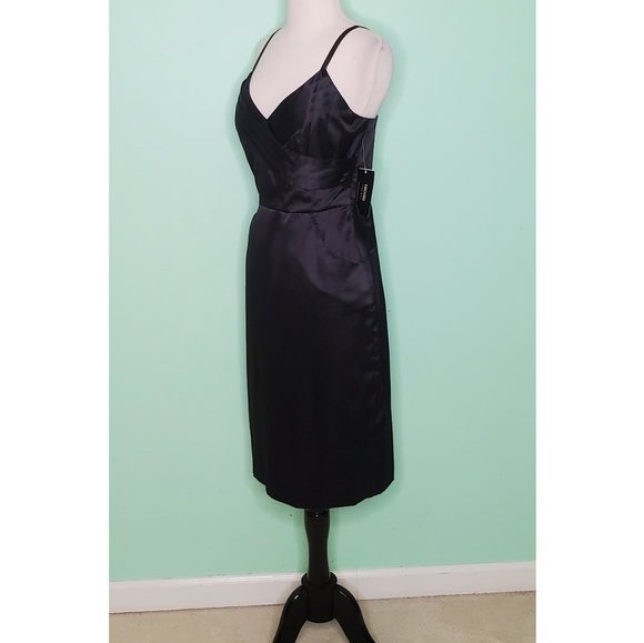 Nicole Miller Black Satin Midi Cocktail Dress NWT - Picture 5 of 5